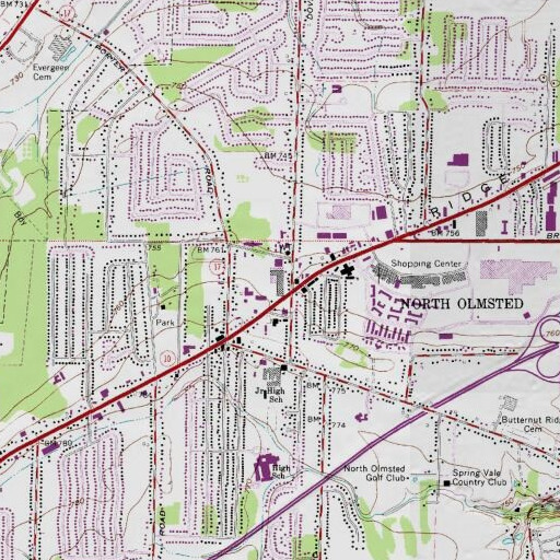 USGS 24K topo map of Brooklor Shopping Center, OH