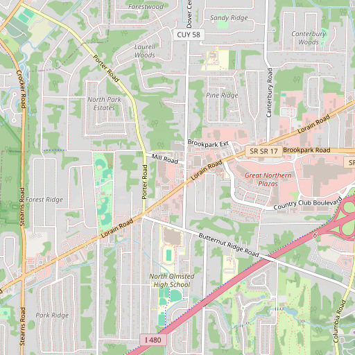 OpenStreetMap map of Brooklor Shopping Center, OH