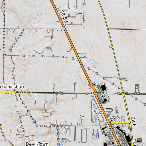 OpenTopoMap map of Maple Lane Farm, OH