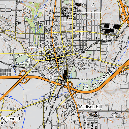 OpenTopoMap map of School Number 1 (historical), OH