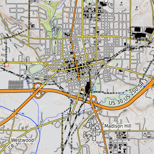 OpenTopoMap map of School Number 4 (historical), OH