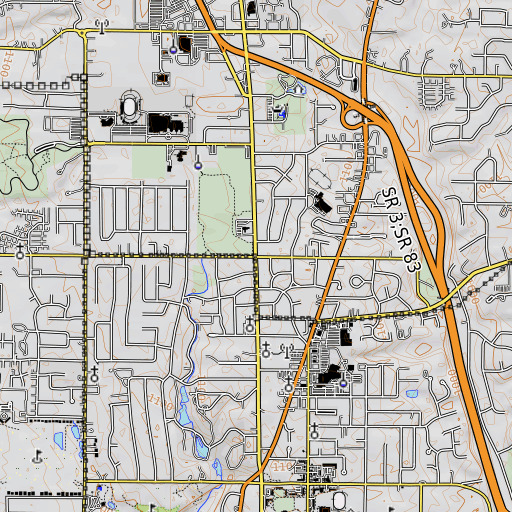 OpenTopoMap map of School Number 8 (historical), OH