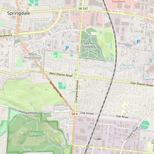 OpenStreetMap map of Glendale Historic District, OH