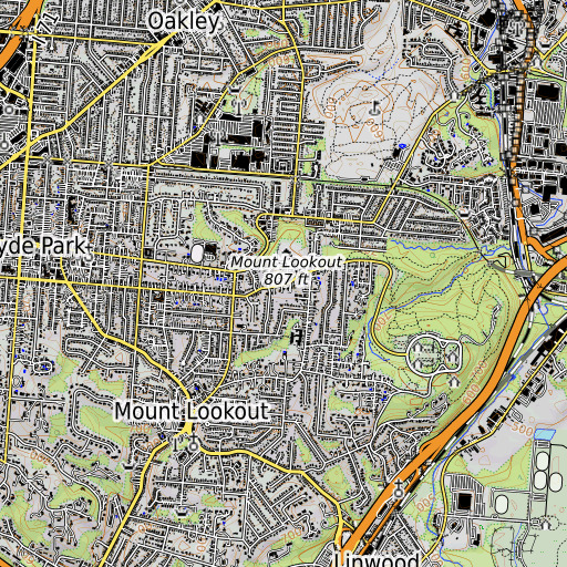 OpenTopoMap map of Observatory Historic District, OH