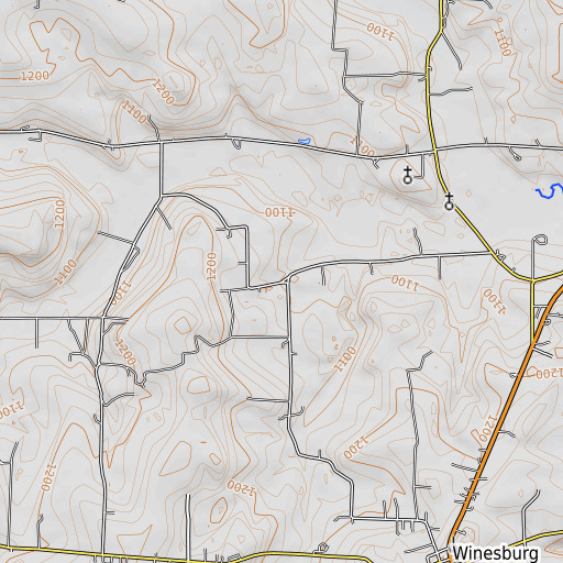 OpenTopoMap map of Peters School (historical), OH