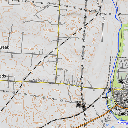 OpenTopoMap map of Tiger Mine, OH