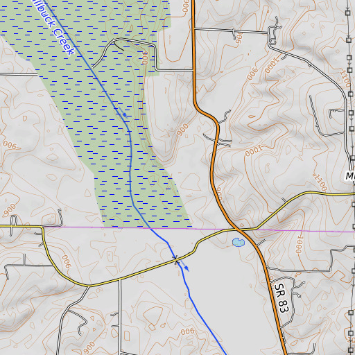 OpenTopoMap map of Big Hollow, OH