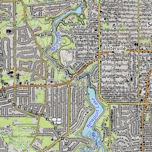 OpenTopoMap map of Lanterman Mill, OH