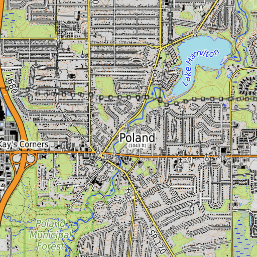 OpenTopoMap map of White Bridge, OH
