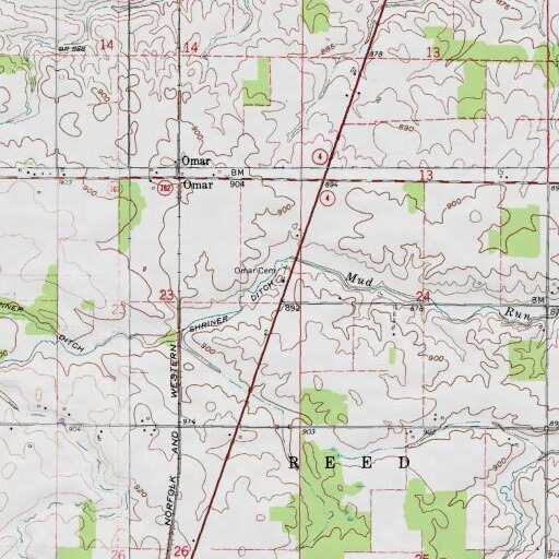 USGS 24K topo map of Omar Chapel, OH