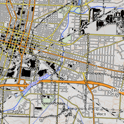 OpenTopoMap map of Third Street Bridge, OH