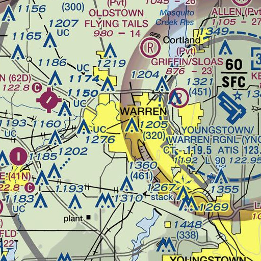 FAA VFR chart of Trumbull County Courthouse, OH