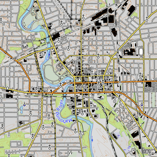 OpenTopoMap map of Trumbull County Courthouse, OH
