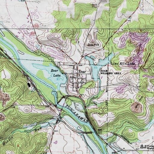 USGS 24K topo map of Zoar Historic District, OH