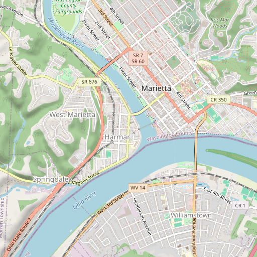 OpenStreetMap map of Harmar Historic District, OH