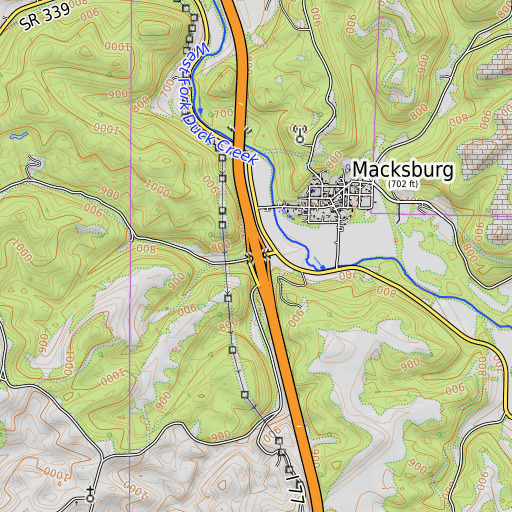 OpenTopoMap map of Interchange 16, OH