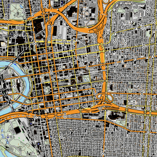 OpenTopoMap map of Columbus Public Library, OH