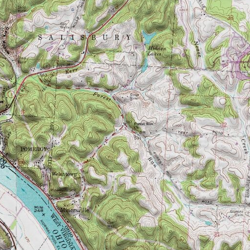 USGS 24K topo map of Forest Run, OH