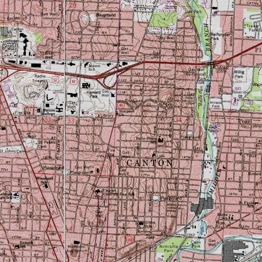 USGS 24K topo map of Ridgewood Historic District, OH