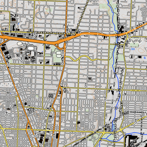OpenTopoMap map of Ridgewood Historic District, OH