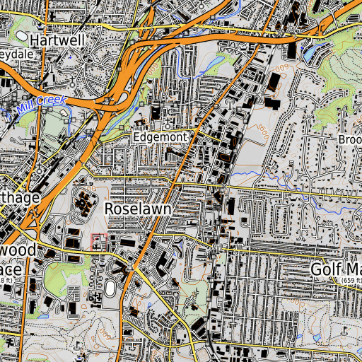 OpenTopoMap map of Beth Adams Congregation, OH