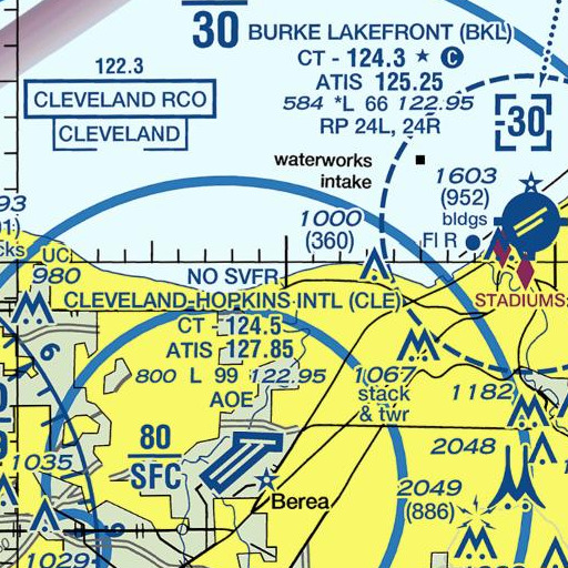 FAA VFR chart of Clifton Lagoon, OH