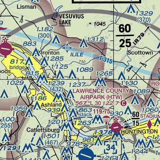 FAA VFR chart of Derifield Hollow, OH
