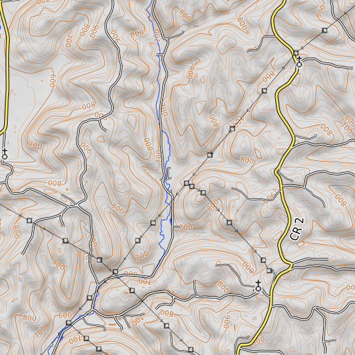 OpenTopoMap map of Fitch Hollow, OH