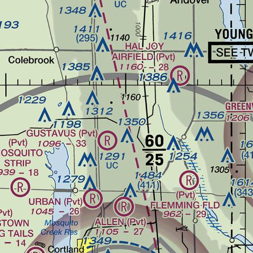 FAA VFR chart of Gustavus Center Historic District, OH