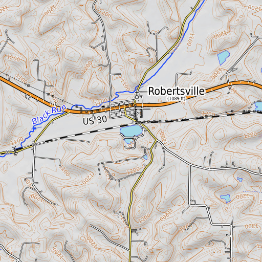 OpenTopoMap map of Maple Leaf Lake, OH