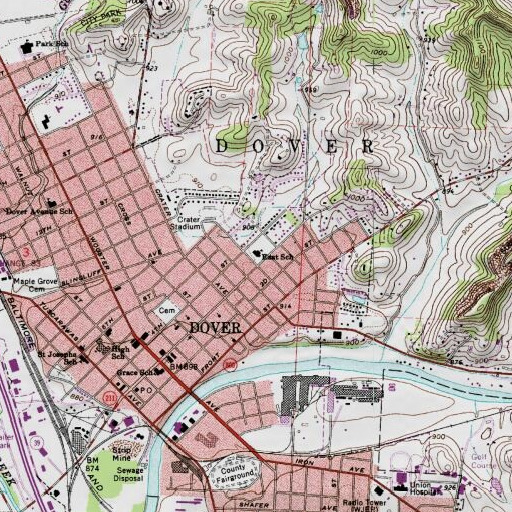 USGS 24K topo map of East Elementary School, OH