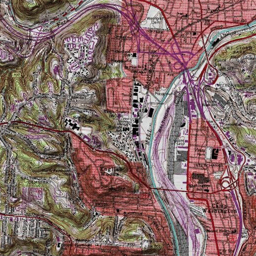 USGS 24K topo map of Millvale Elementary School, OH