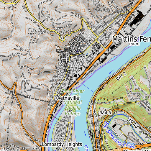OpenTopoMap map of South Elementary School, OH