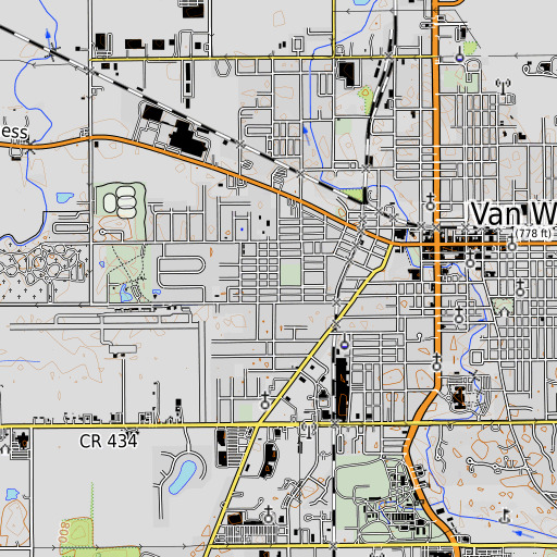 OpenTopoMap map of Washington Elementary School, OH