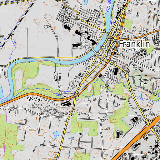 OpenTopoMap map of Anthony Wayne Elementary School, OH
