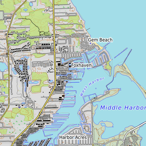 OpenTopoMap map of Chafees Marina, OH