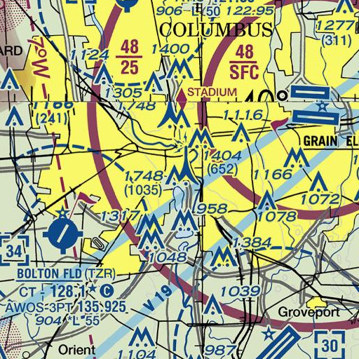 FAA VFR chart of WCOL-AM (Columbus), OH