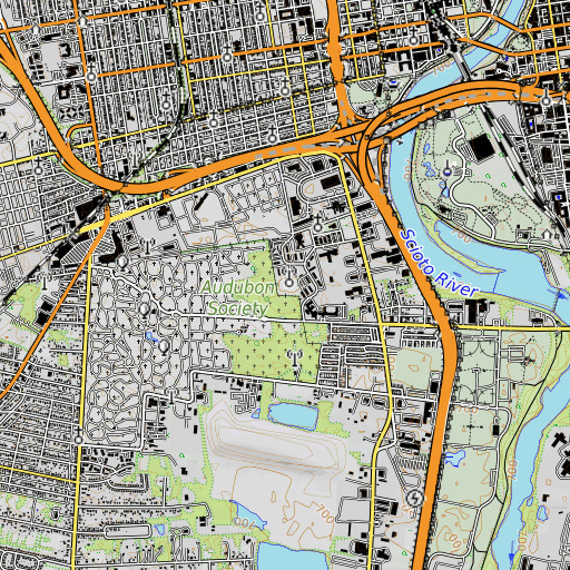 OpenTopoMap map of WCOL-AM (Columbus), OH