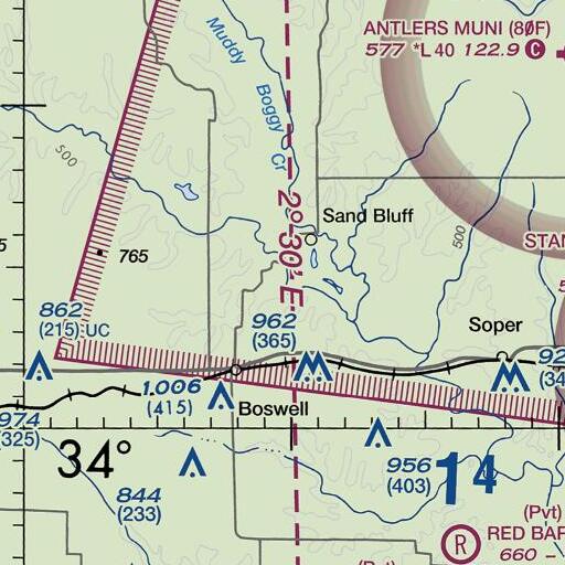 FAA VFR chart of Bench Lake, OK