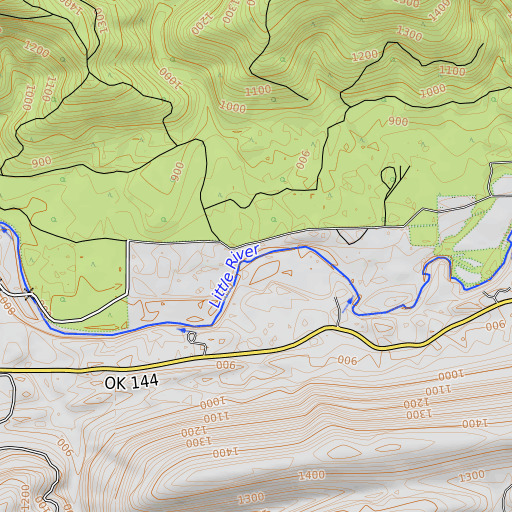 OpenTopoMap map of Cedar Creek, OK