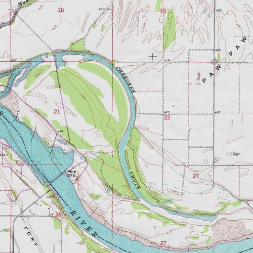 USGS 24K topo map of Cherokee Chute, OK