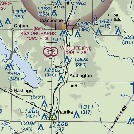 FAA VFR chart of Cotton Creek, OK