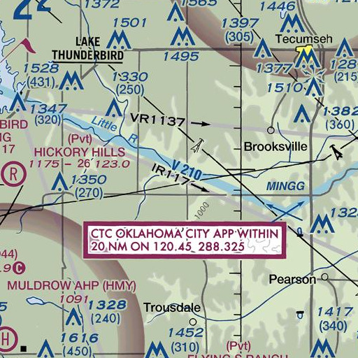 FAA VFR chart of Council Creek, OK