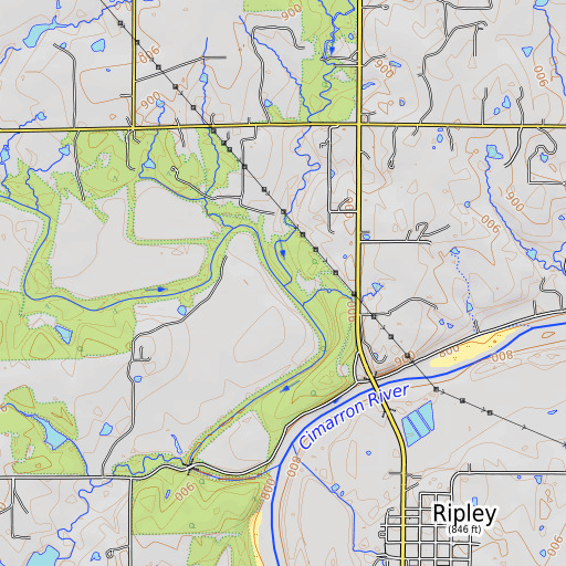 OpenTopoMap map of Deer Creek, OK