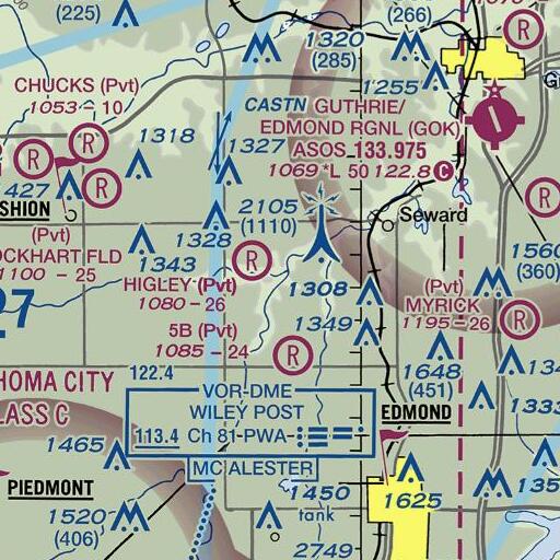 FAA VFR chart of Deer Creek, OK