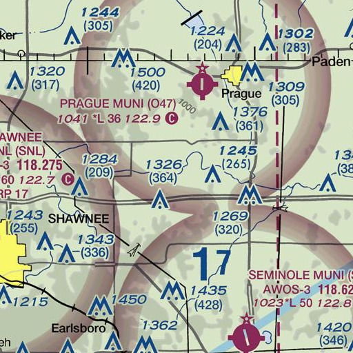 FAA VFR chart of Deer Creek, OK