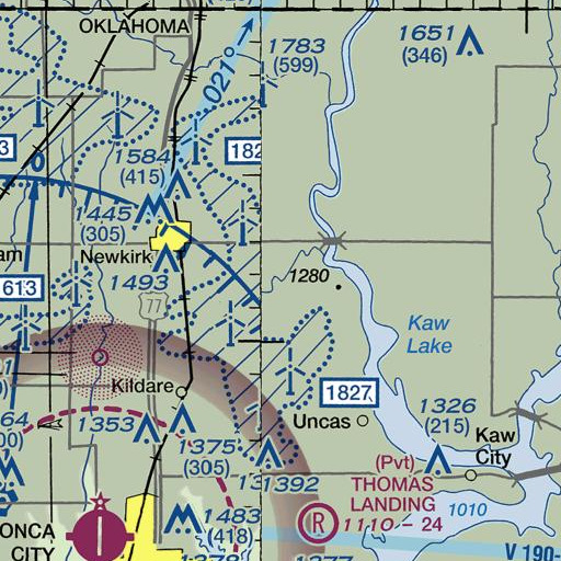 FAA VFR chart of Elm Creek, OK