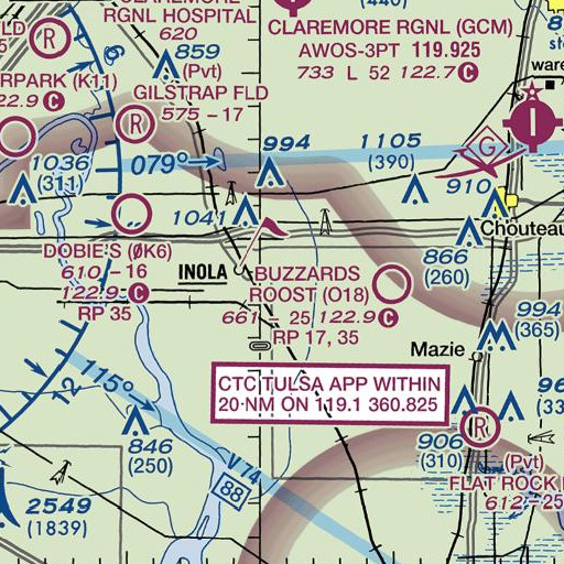 FAA VFR chart of Inola Hill, OK