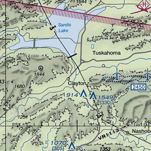 FAA VFR chart of Jackfork Creek, OK