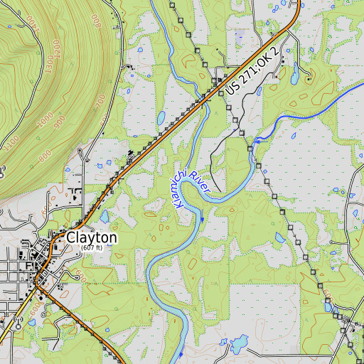 OpenTopoMap map of Jackfork Creek, OK